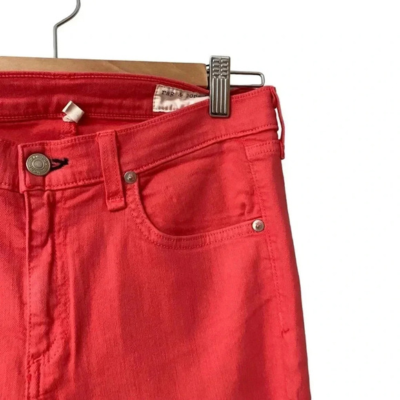rag & bone Zipper Capri Jeans 30 Vermillion Coral Pink Cropped Skinny High Rise - Picture 4 of 14